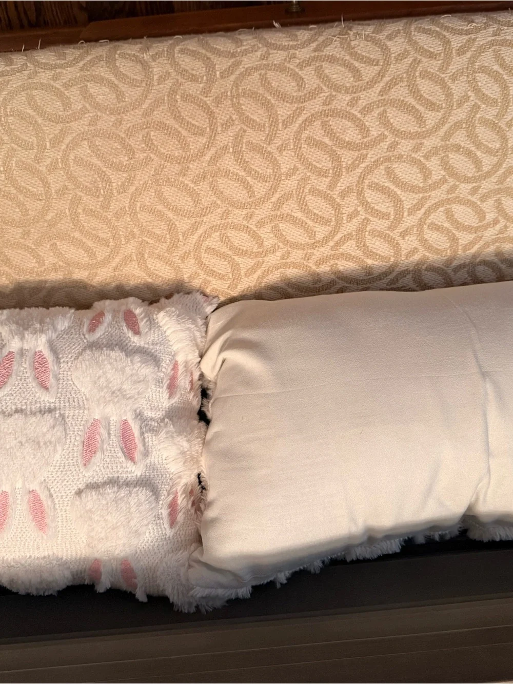 Soft White & Pink Bunnies-Textured Throw Pillows -Set of 2